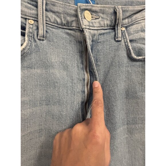 Mother Jeans 31 Blue High Rise Waisted Tunnel Vision Sneak Distressed Wide - Picture 6 of 13